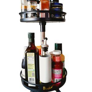 2 tier Lazy Susan Organizer Kitchen spice Rack Rotating